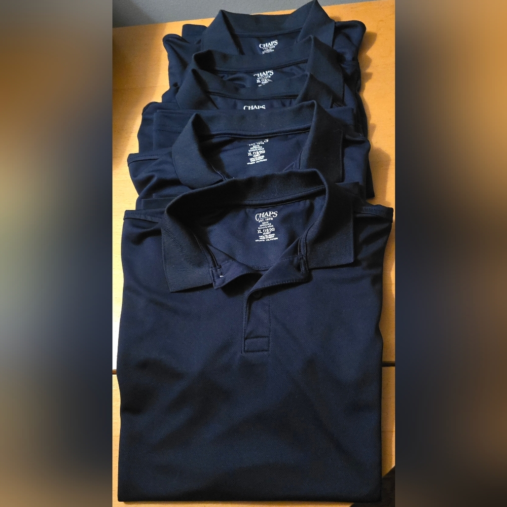 Chaps Navy Blue Polo Shirts, Bundle of 5 shirts